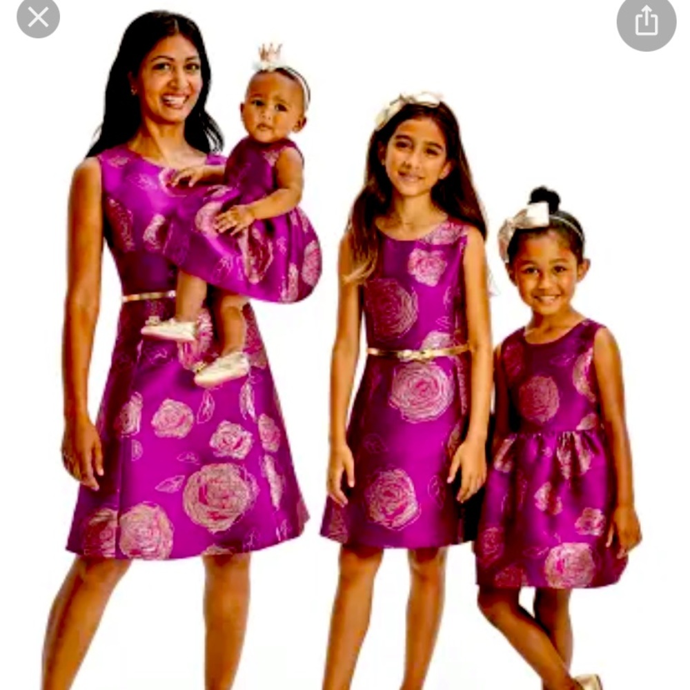 Mommy & Me Metallic Rose Fuchsia Dress Girls Sz 6